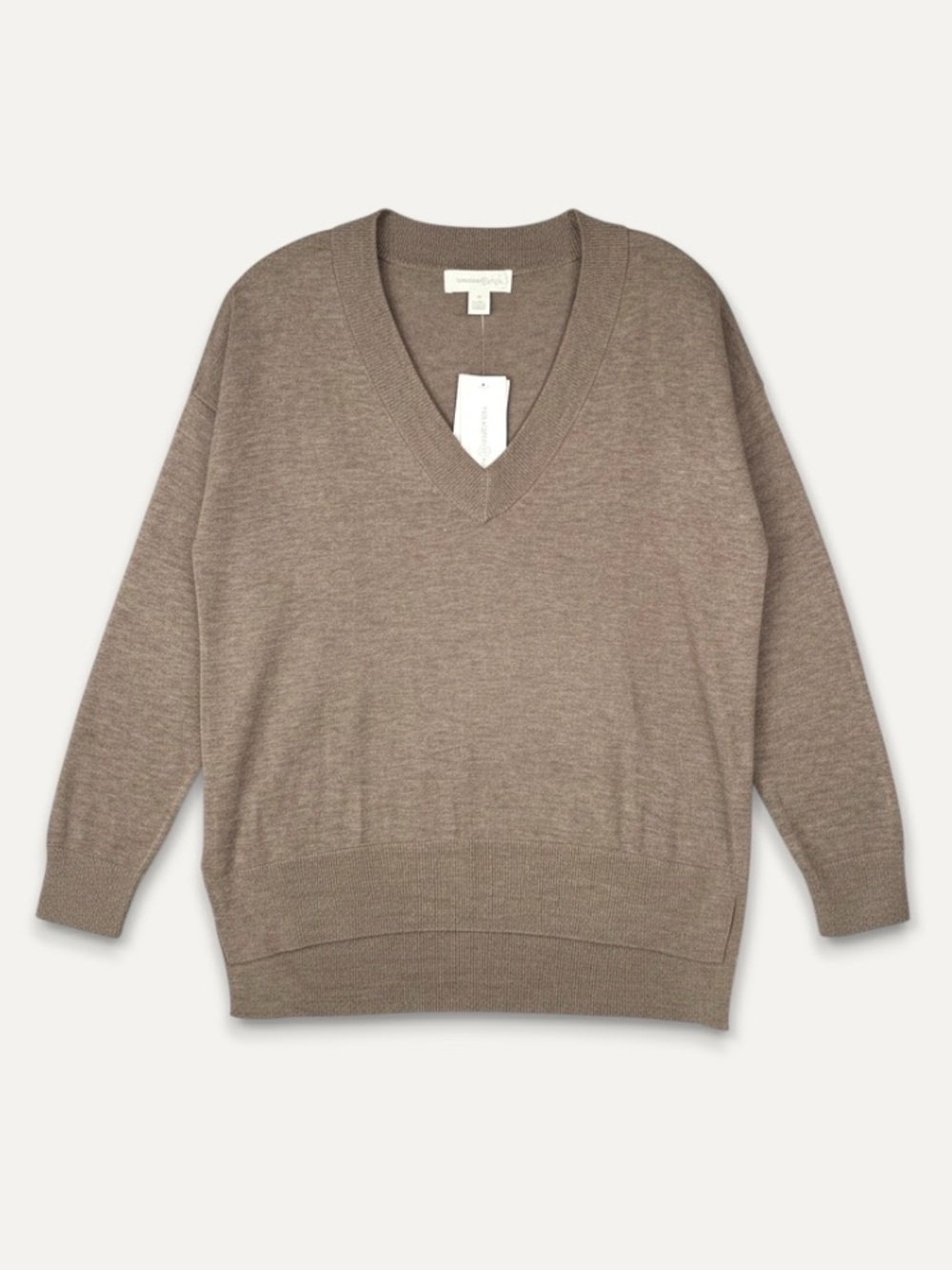 Treasure & Bond V Neck Sweater Relaxed High Low Drop Shoulder Brown XS